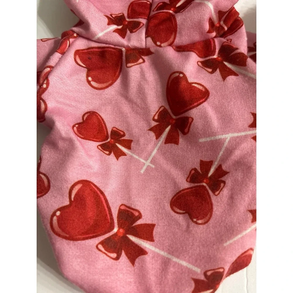 Dog Heart Shirt Bundle (XXS) Tea Cup Size, Valentines, Pink, Heart Lollipop, Fuz